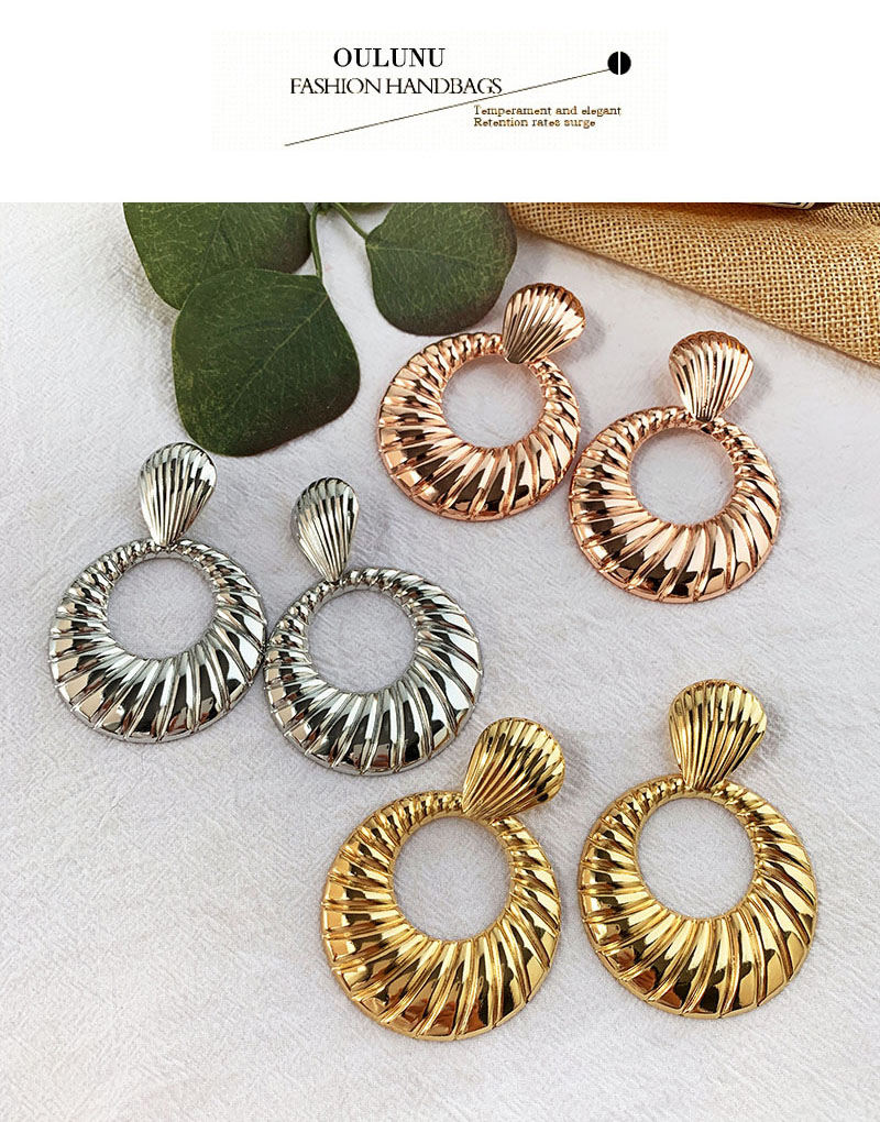 Fashion Silver Alloy Shell Pattern Round Earrings,Drop Earrings