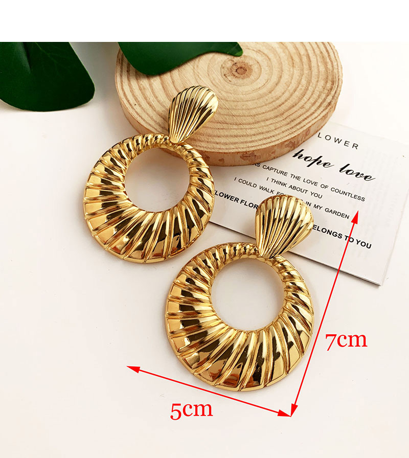 Fashion Gold Alloy Shell Pattern Round Earrings,Drop Earrings