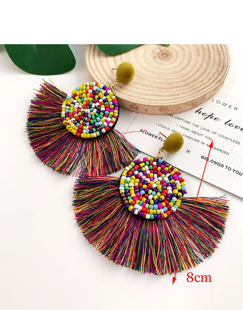 Fashion Sapphire Alloy Rice Beads Tassel Earrings,Drop Earrings