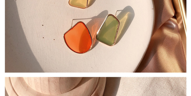 Fashion Orange + Green  Silver Needle Asymmetric Earrings,Stud Earrings