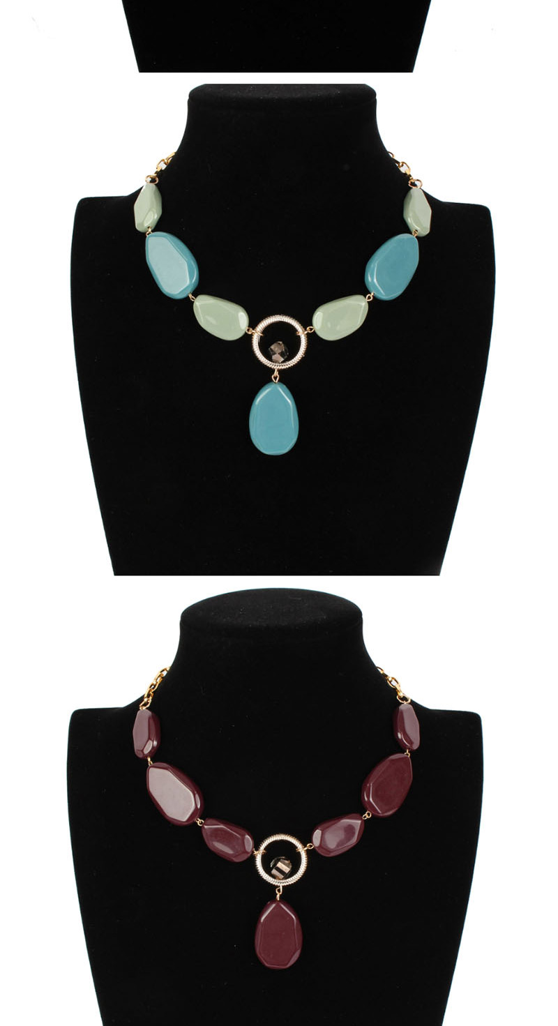 Fashion Blue Single Layer Beaded Necklace,Pendants