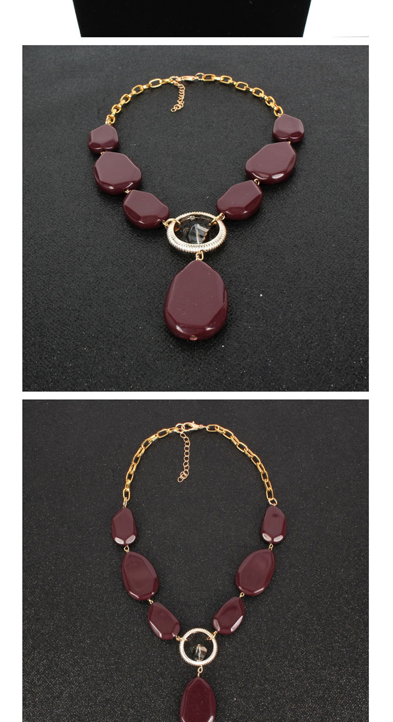 Fashion Red Wine Single Layer Beaded Necklace,Pendants