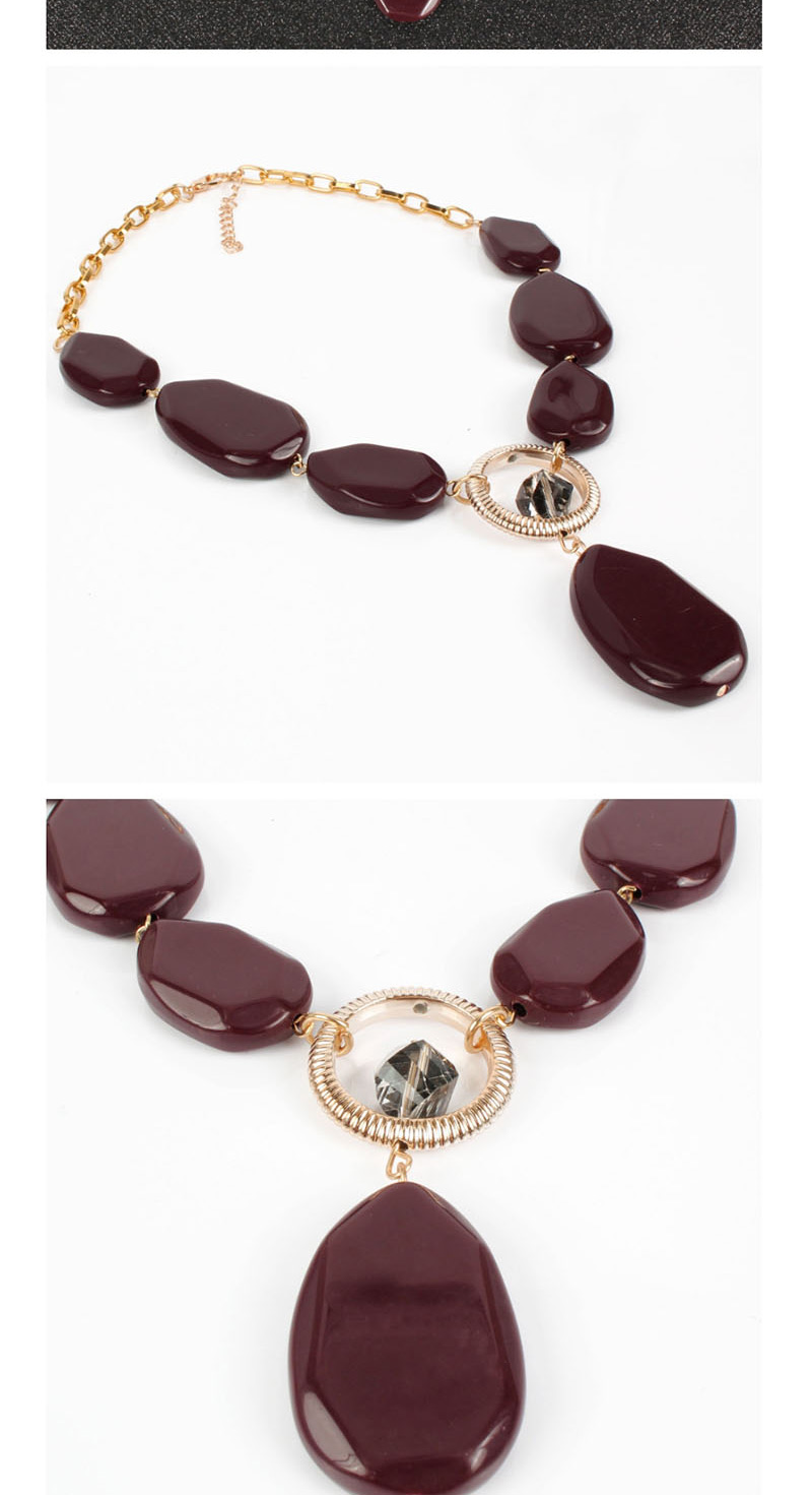 Fashion Red Wine Single Layer Beaded Necklace,Pendants