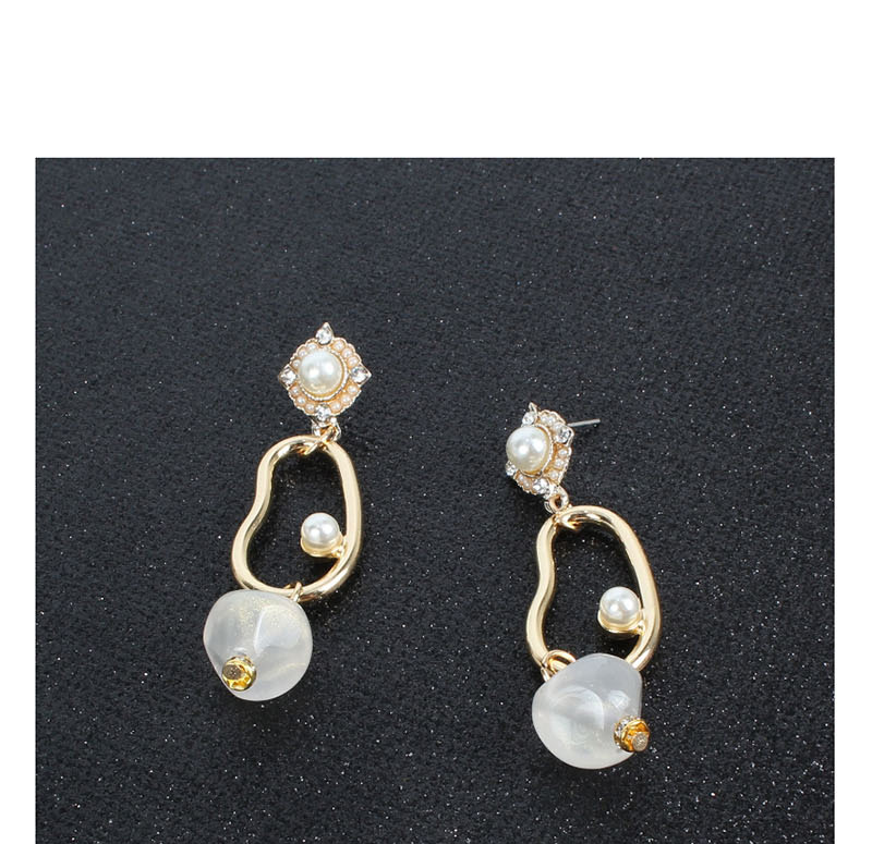 Fashion White Pearl Alloy Irregular Acrylic Stud Earrings,Drop Earrings