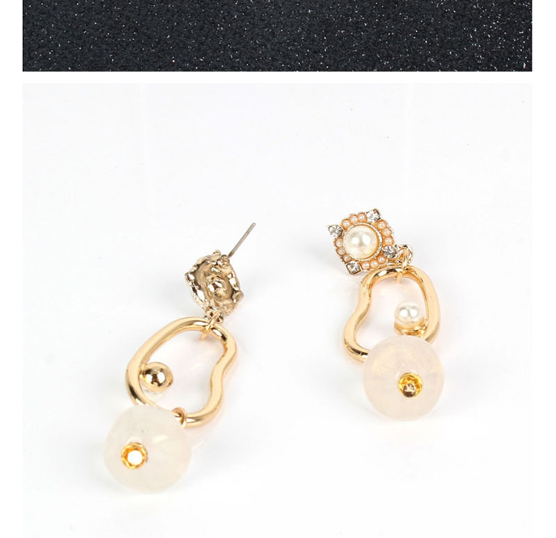 Fashion White Pearl Alloy Irregular Acrylic Stud Earrings,Drop Earrings