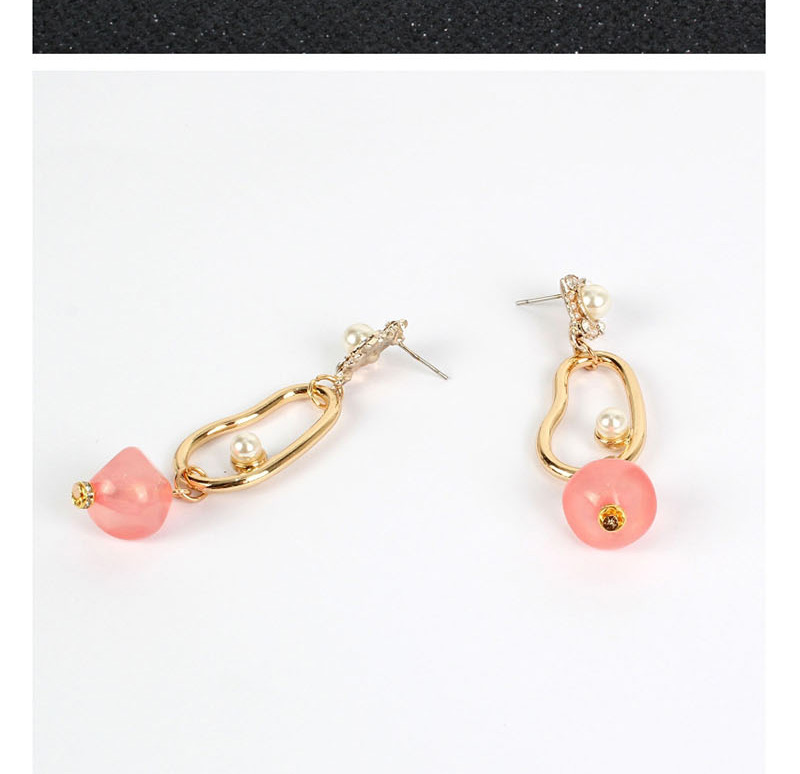 Fashion Pink Pearl Alloy Irregular Acrylic Stud Earrings,Drop Earrings