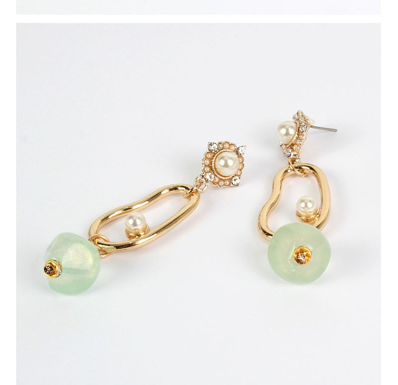 Fashion Green Pearl Alloy Irregular Acrylic Stud Earrings,Drop Earrings