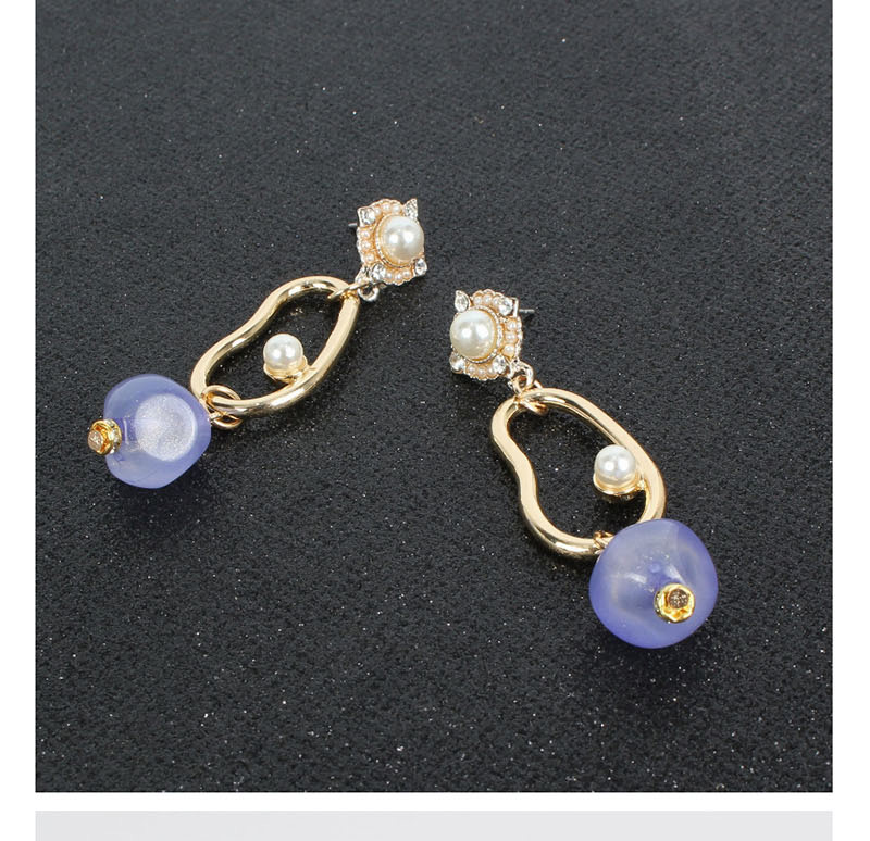 Fashion Purple Pearl Alloy Irregular Acrylic Stud Earrings,Drop Earrings