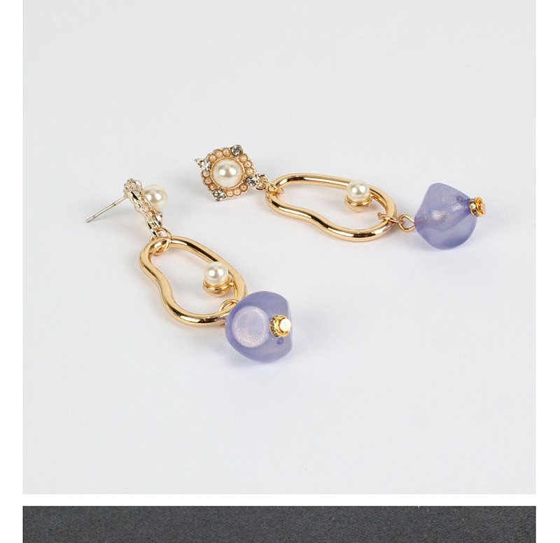 Fashion Purple Pearl Alloy Irregular Acrylic Stud Earrings,Drop Earrings
