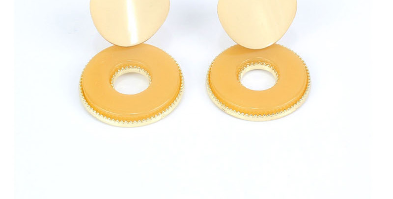 Fashion Yellow Alloy Circle Acrylic Earrings,Drop Earrings