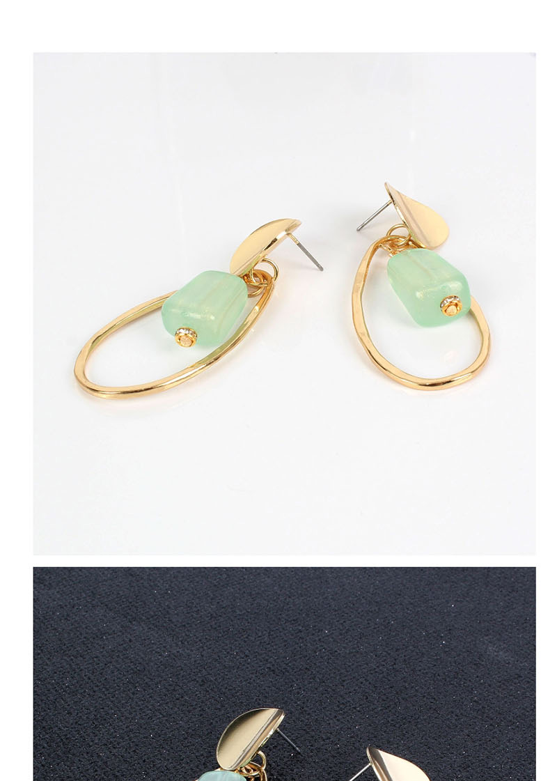 Fashion Green Water Drop Acrylic Cylindrical Earrings,Drop Earrings