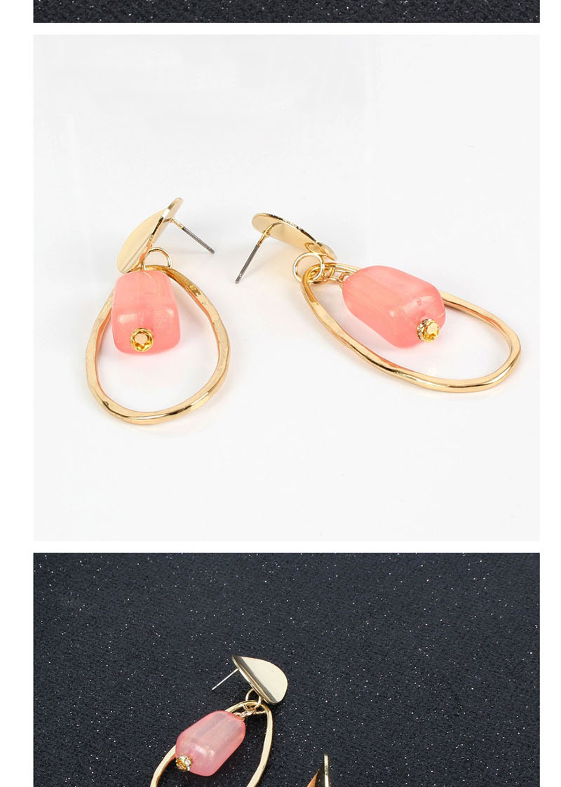 Fashion Pink Water Drop Acrylic Cylindrical Earrings,Drop Earrings