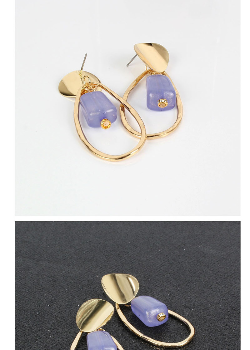 Fashion Purple Water Drop Acrylic Cylindrical Earrings,Drop Earrings