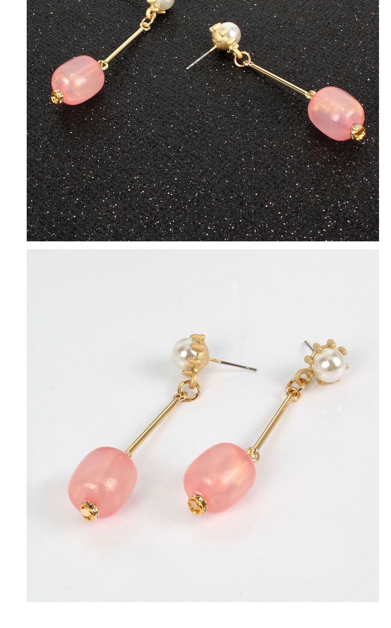 Fashion Pink Pearl Gold-plated Acrylic Earrings,Drop Earrings