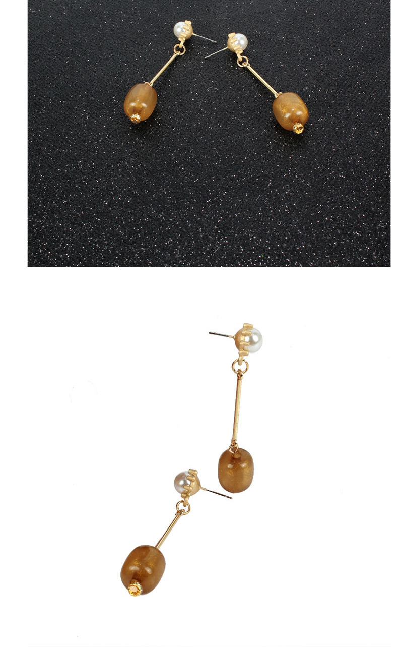 Fashion Yellow Pearl Gold-plated Acrylic Earrings,Drop Earrings