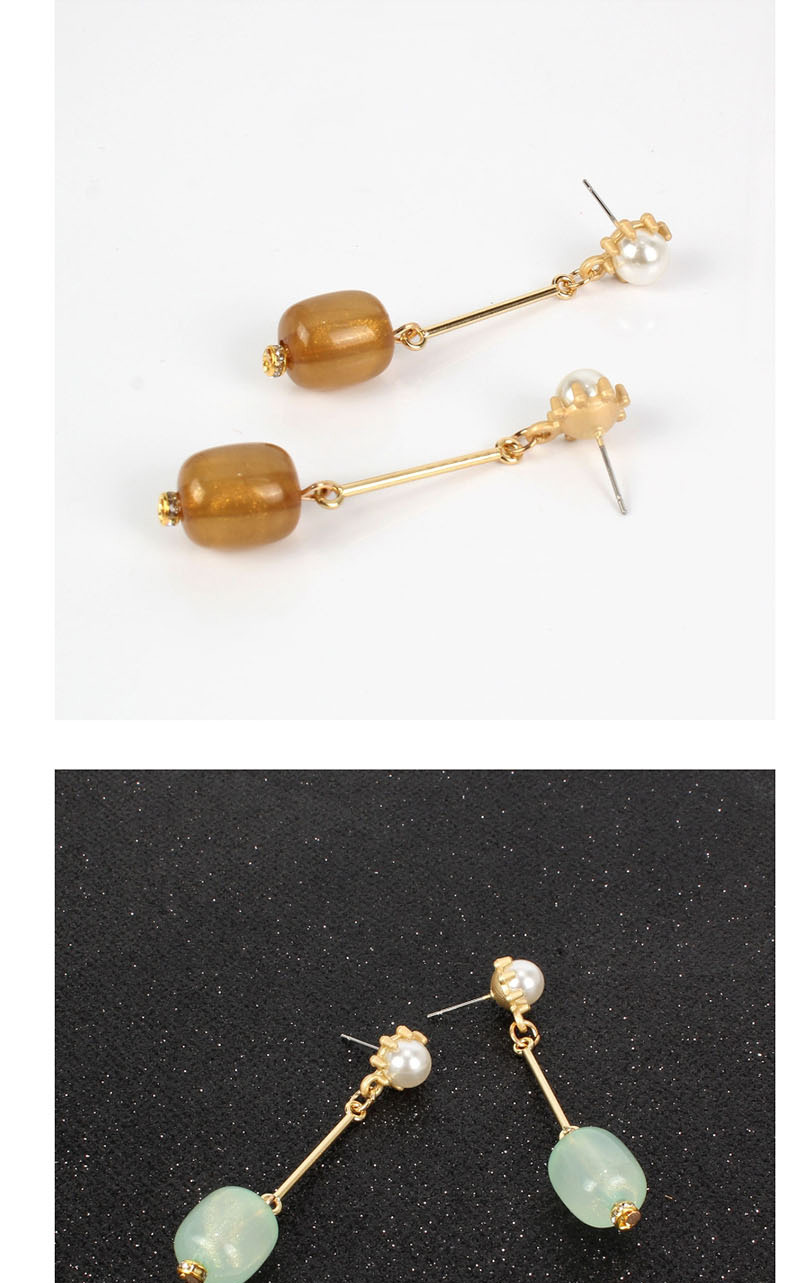 Fashion Blue Pearl Gold-plated Acrylic Earrings,Drop Earrings
