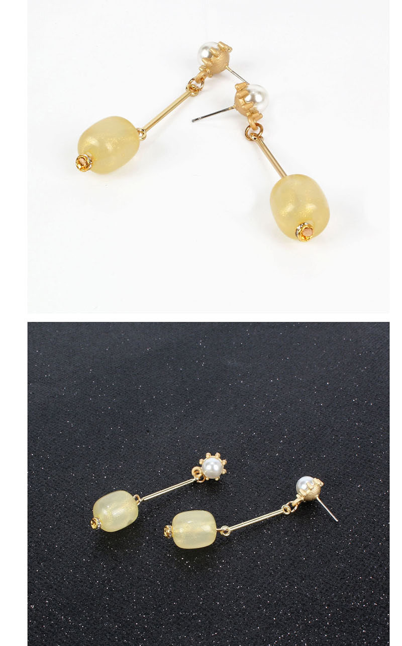 Fashion Brown Pearl Gold-plated Acrylic Earrings,Drop Earrings