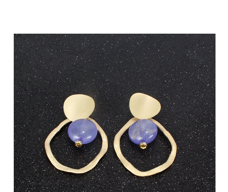 Fashion Purple Asymmetric Acrylic Alloy Cutout Earrings,Drop Earrings