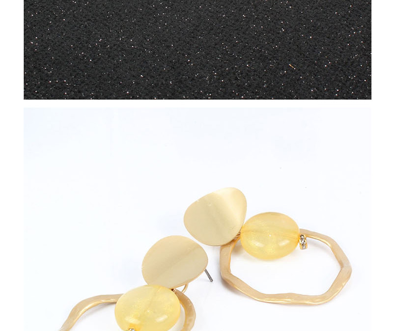 Fashion Yellow Asymmetric Acrylic Alloy Cutout Earrings,Drop Earrings