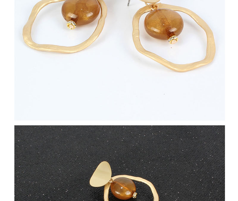 Fashion Brown Asymmetric Acrylic Alloy Cutout Earrings,Drop Earrings