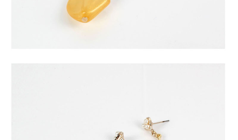 Fashion Yellow Love Pearl Electrocardiogram Acrylic Earrings,Drop Earrings