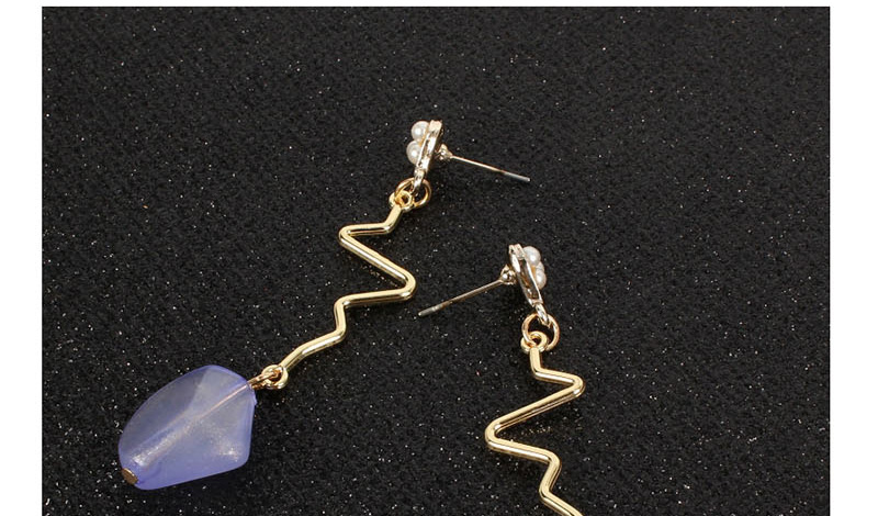 Fashion Purple Love Pearl Electrocardiogram Acrylic Earrings,Drop Earrings