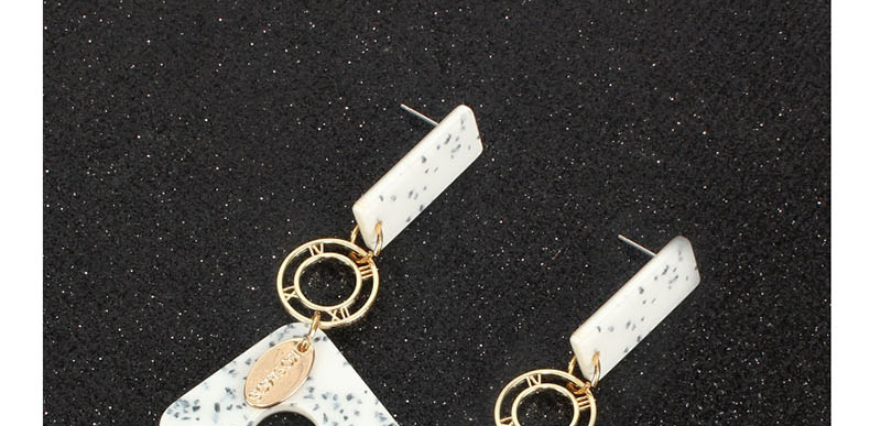 Fashion White Clock Alloy Square Acrylic Stud Earrings,Drop Earrings