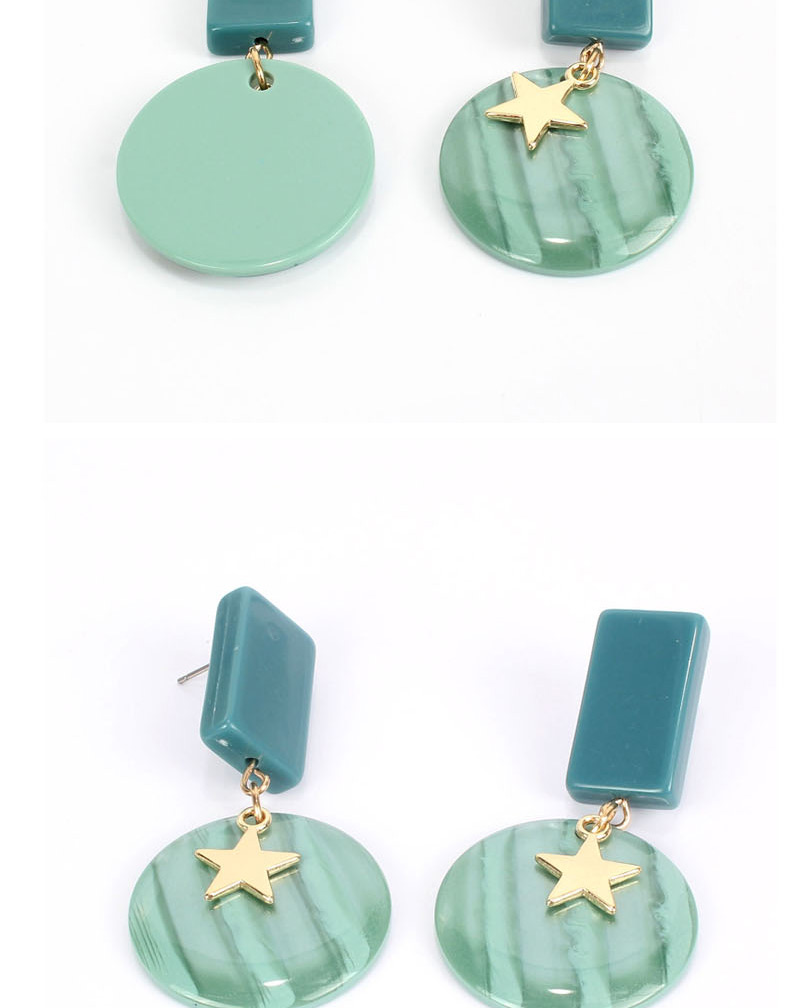 Fashion Green Acrylic Stone Texture Pentagram Earrings,Drop Earrings