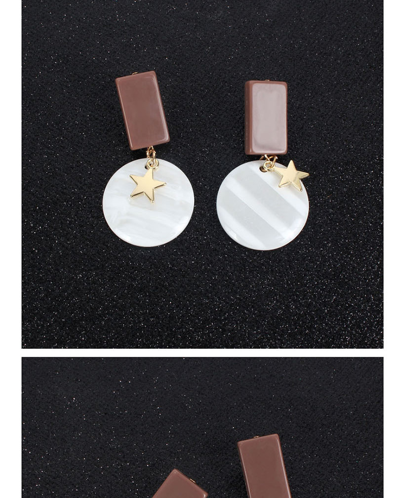 Fashion White Acrylic Stone Texture Pentagram Earrings,Drop Earrings