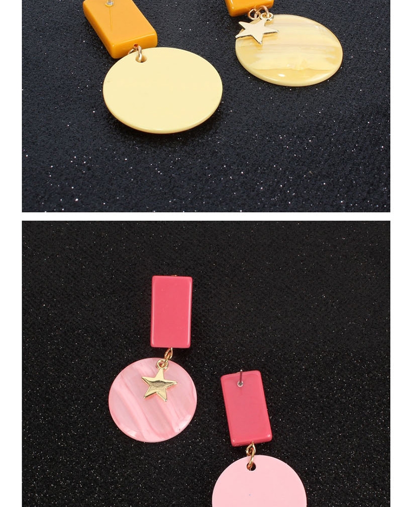 Fashion Pink Acrylic Stone Texture Pentagram Earrings,Drop Earrings