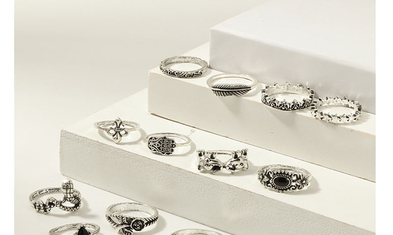 Fashion Silver Elephant Leaf Ring Set,Rings Set