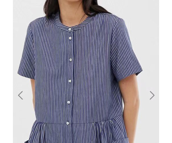 Fashion Blue Cotton Sliver Pocket Shirt Skirt,Long Dress
