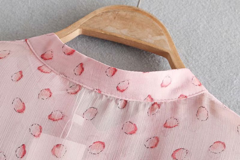 Fashion Pink Fungus Lace Print Shirt,Tank Tops & Camis