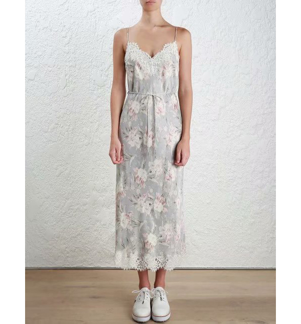 Fashion Color Wallpaper Flower Eyelash Lace Dress,Long Dress