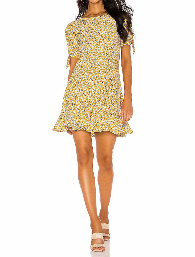 Fashion Yellow Yellow Flower Dress,Long Dress