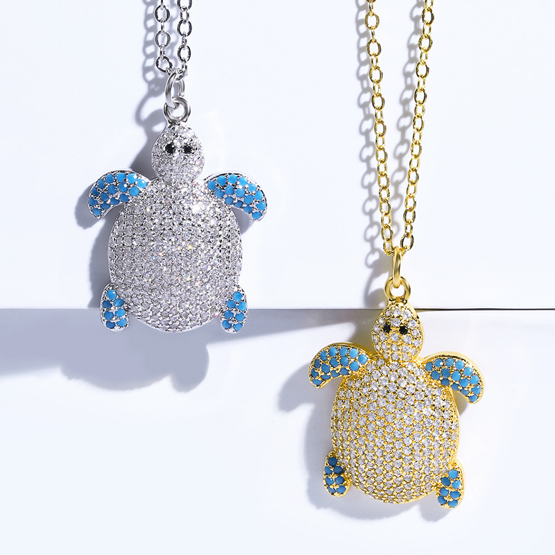 Fashion Gold Diamond Zircon Turtle Necklace,Pendants