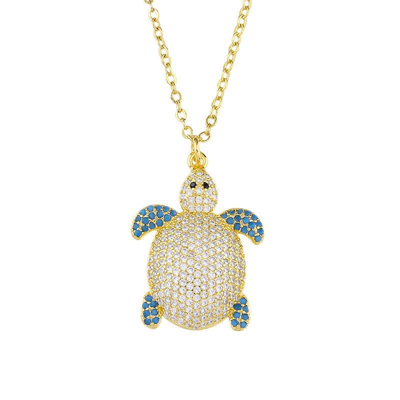 Fashion Gold Diamond Zircon Turtle Necklace,Pendants