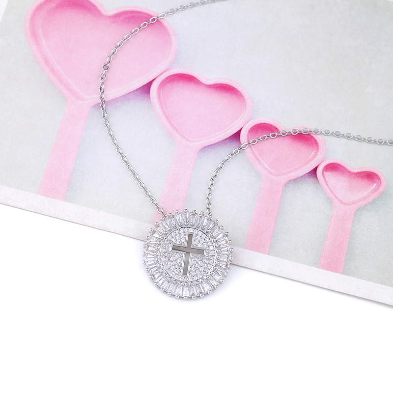 Fashion Gold Full Drill Hollow Cross Zircon Copper Plated Necklace,Pendants