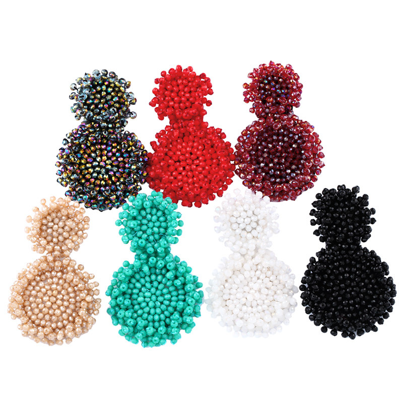 Fashion Color Crystal Rice Beads Woven Stitched Earrings,Drop Earrings