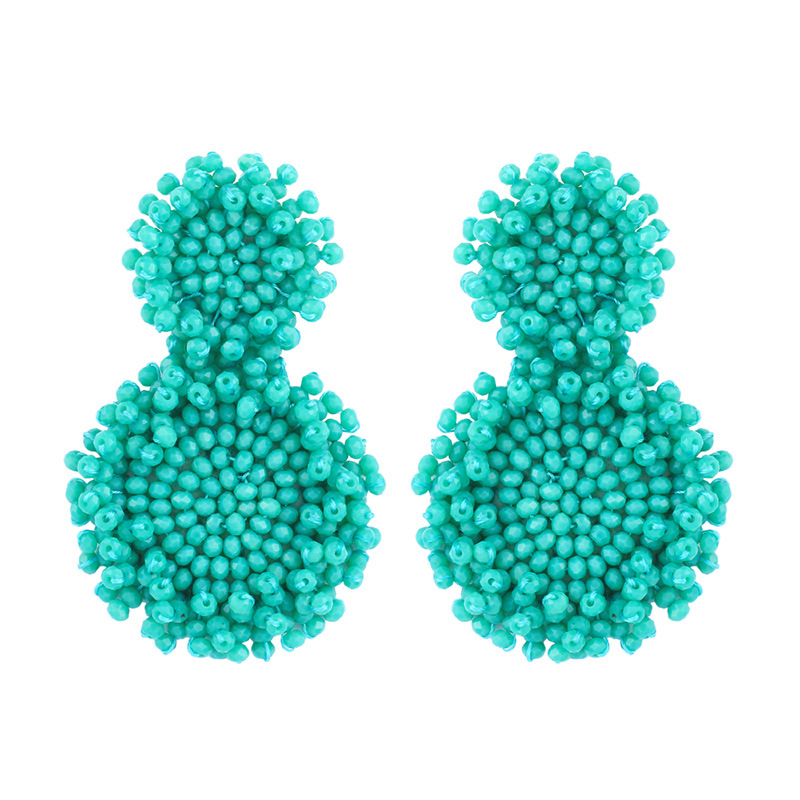 Fashion Green Crystal Rice Beads Woven Stitched Earrings,Drop Earrings