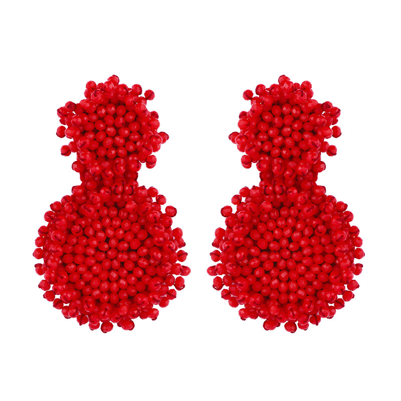 Fashion White Crystal Rice Beads Woven Stitched Earrings,Drop Earrings