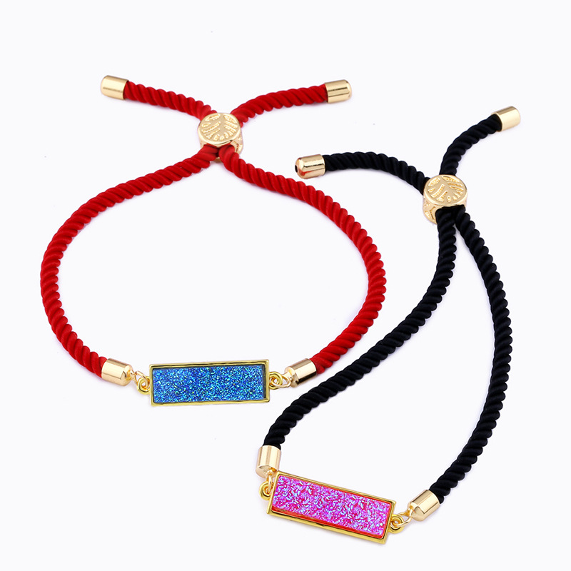 Fashion Red Rope Milky White Geometric Crystal Bud Pull Bracelet,Fashion Bracelets