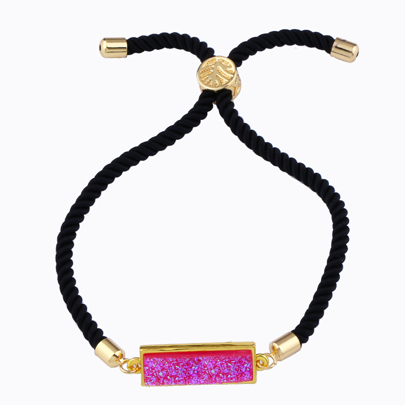 Fashion Black Rope Purple Geometric Crystal Bud Pull Bracelet,Fashion Bracelets