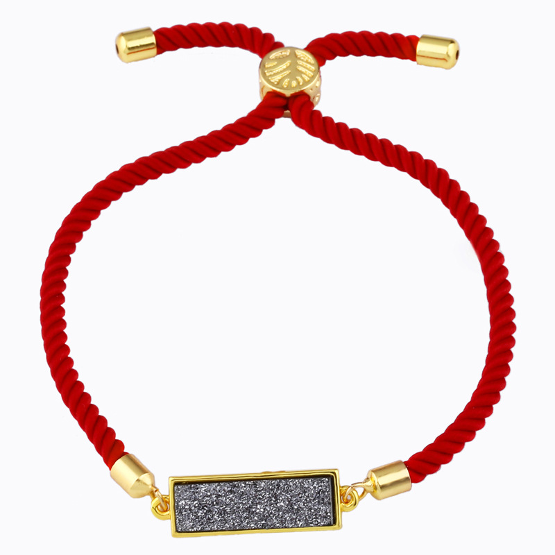 Fashion Red Rope Green Geometric Crystal Bud Pull Bracelet,Fashion Bracelets