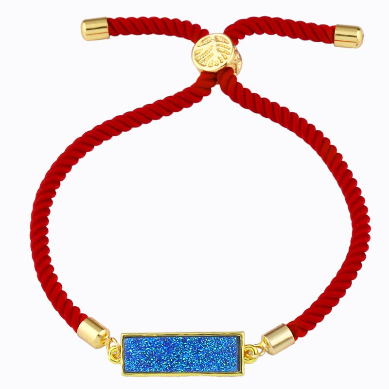 Fashion Red Rope Milky White Geometric Crystal Bud Pull Bracelet,Fashion Bracelets