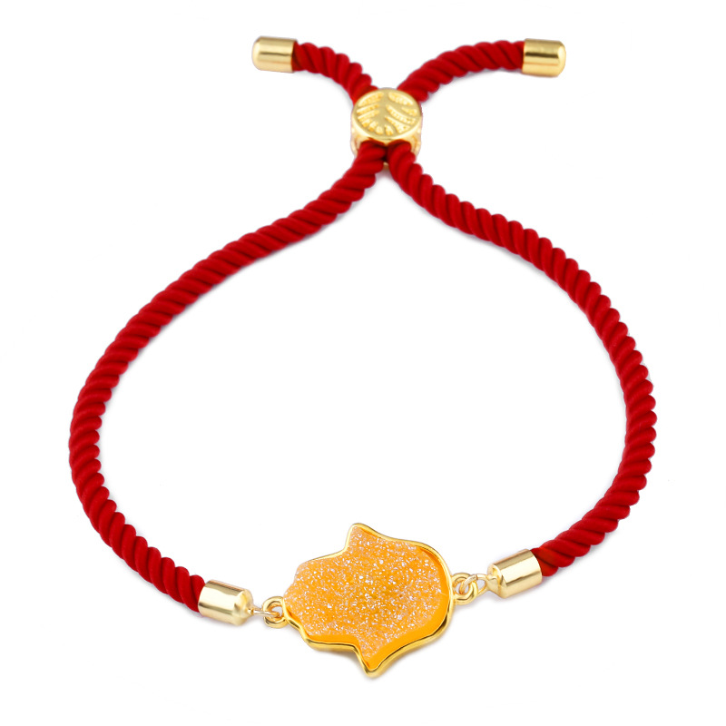 Fashion Red Rope Gold Palm Crystal Pull Bracelet,Fashion Bracelets