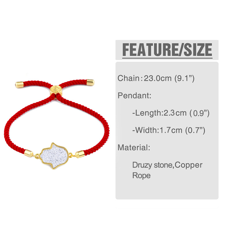 Fashion Red Rope Milky White Palm Crystal Pull Bracelet,Fashion Bracelets