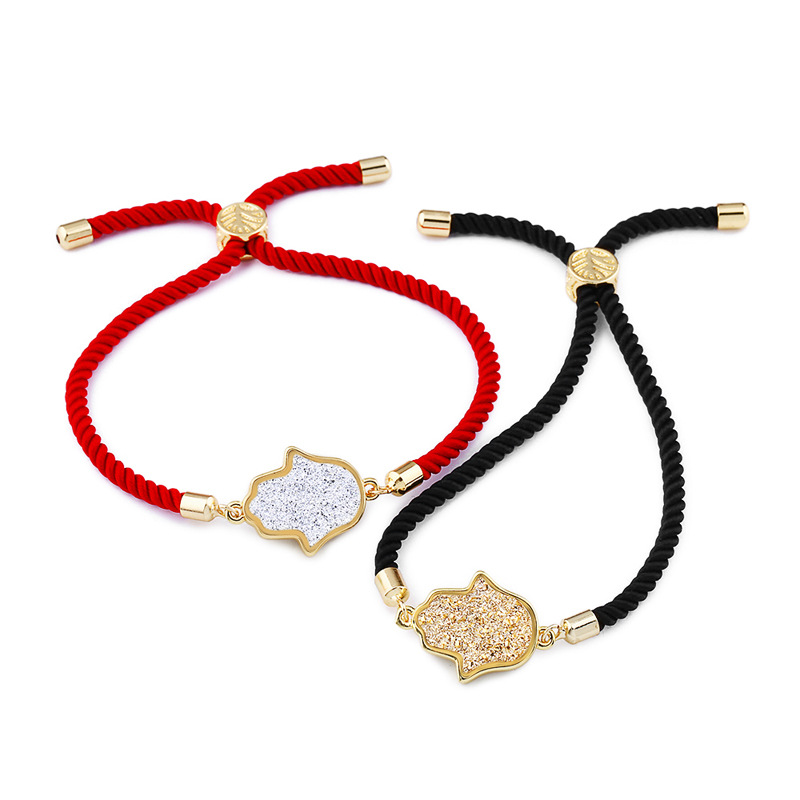 Fashion Red Rope Gold Palm Crystal Pull Bracelet,Fashion Bracelets