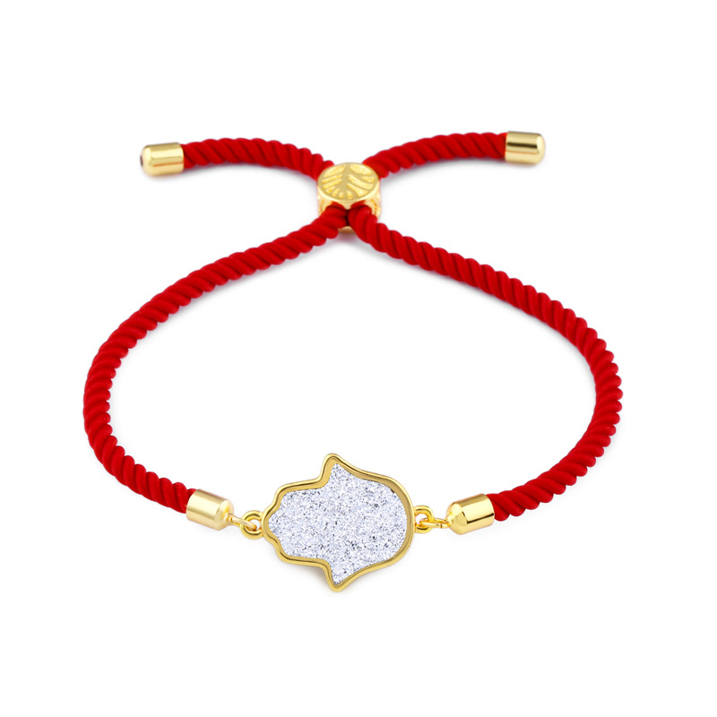 Fashion Red Rope Silver Palm Crystal Pull Bracelet,Fashion Bracelets