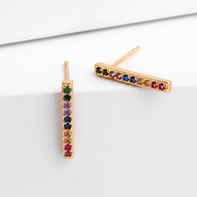 Fashion Strip Geometric Lightning Zircon Micro-set Earrings,Earrings